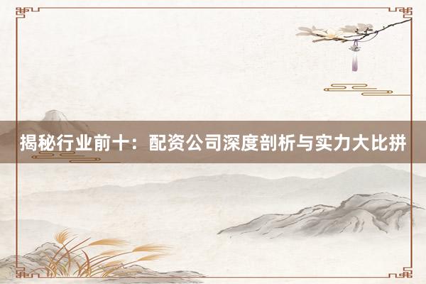 揭秘行业前十：配资公司深度剖析与实力大比拼