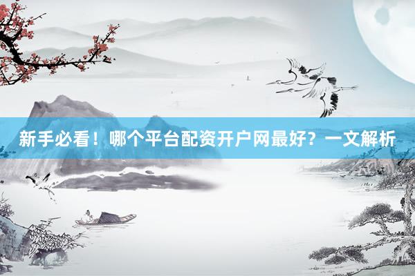 新手必看！哪个平台配资开户网最好？一文解析