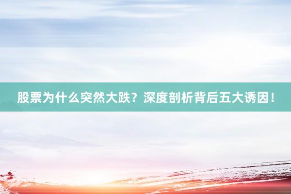 股票为什么突然大跌？深度剖析背后五大诱因！