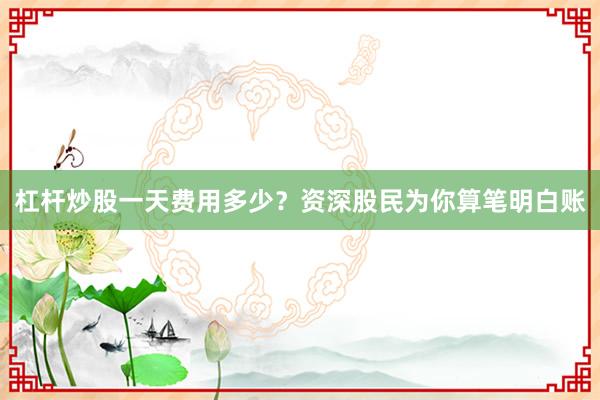 杠杆炒股一天费用多少?资深股民为你算笔明白账