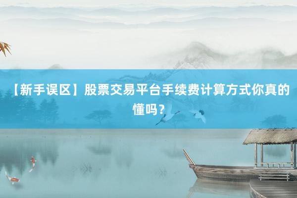 【新手误区】股票交易平台手续费计算方式你真的懂吗？