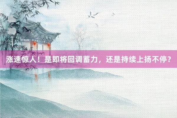 涨速惊人！是即将回调蓄力，还是持续上扬不停？